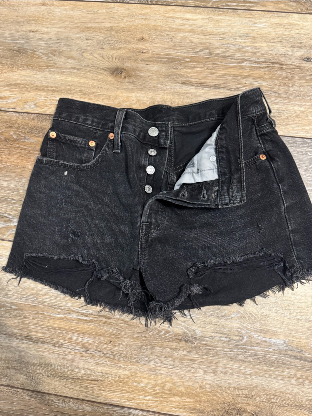 Levi's Black Distressed Women's Denim Shorts